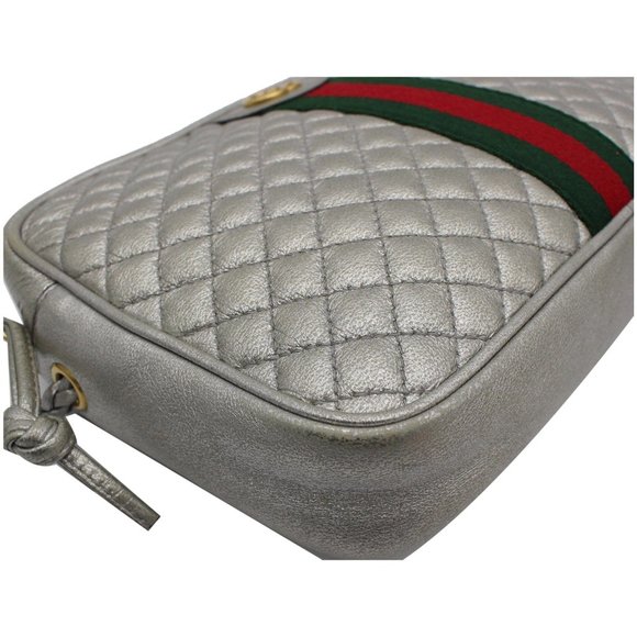 GUCCI  GG Small Quilted Leather Shoulder Bag Metallic Silver 541051 - Picture 9 of 12
